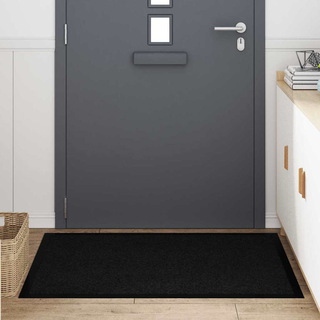 Paillasson noir 120 x 80 x 1,2 cm tissu teddy