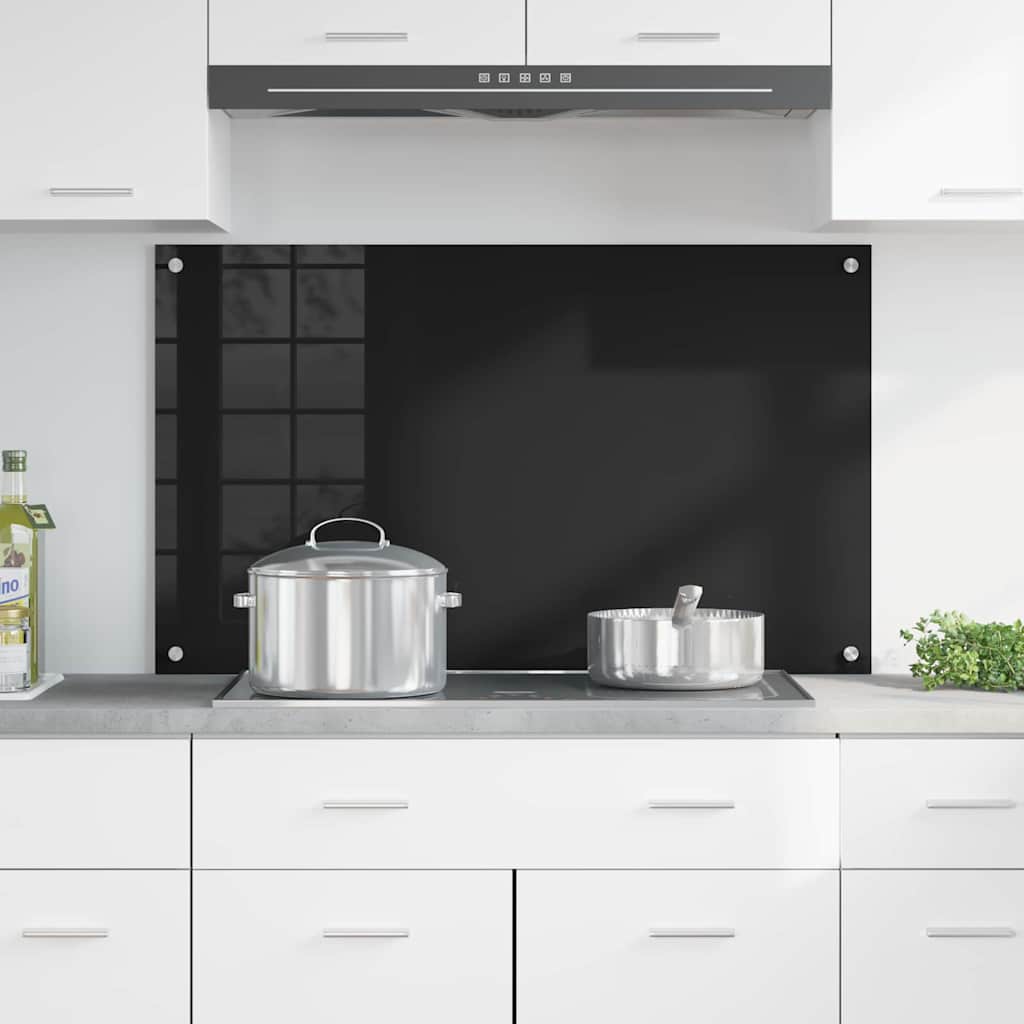 Küchenrückwand Schwarz 100 x 60 cm Gehärtetes Glas