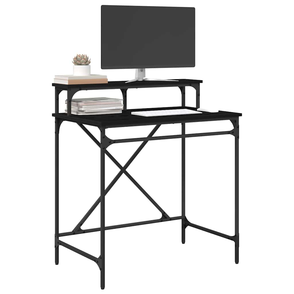 Bureau noir aspect chêne 80 x 50 x 90 cm panneau de bois