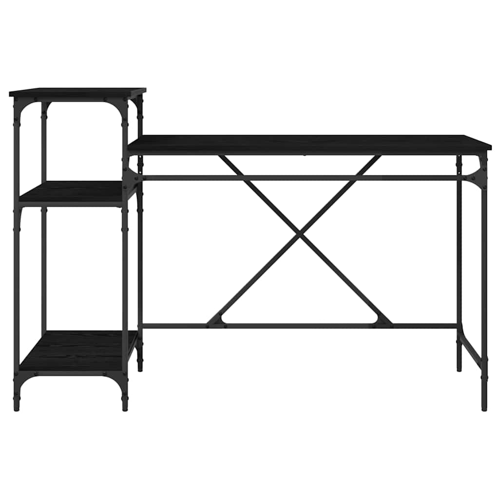 Schreibtisch Schwarz Eichen-Optik 135 x 50 x 90 cm