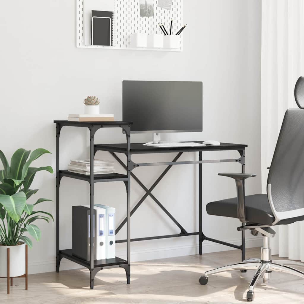Schreibtisch Schwarz Eichen-Optik 105 x 50 x 90 cm