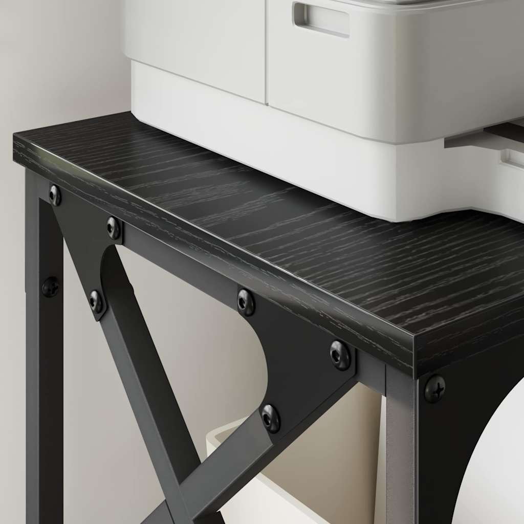 Druckerständer Verstellbar Schwarz Eichen-Optik 40 x 30 x 31 cm