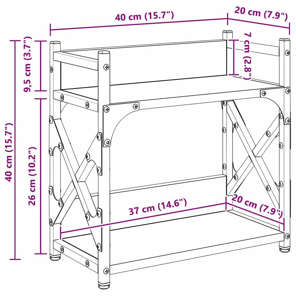 Support d'imprimante en bois recyclé 40 x 20 x 40 cm Panneau à base de bois