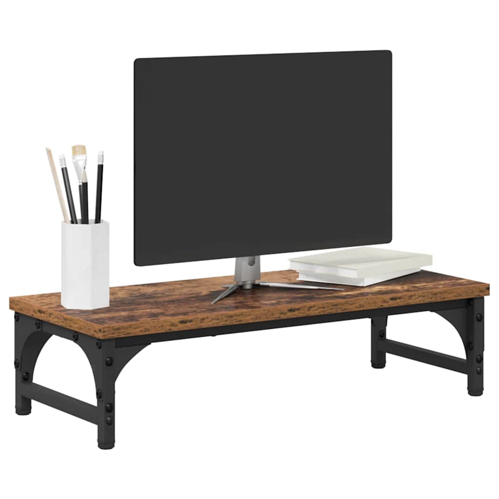Support d'écran en bois recyclé 55 x 23 x 14 cm Panneau de particules