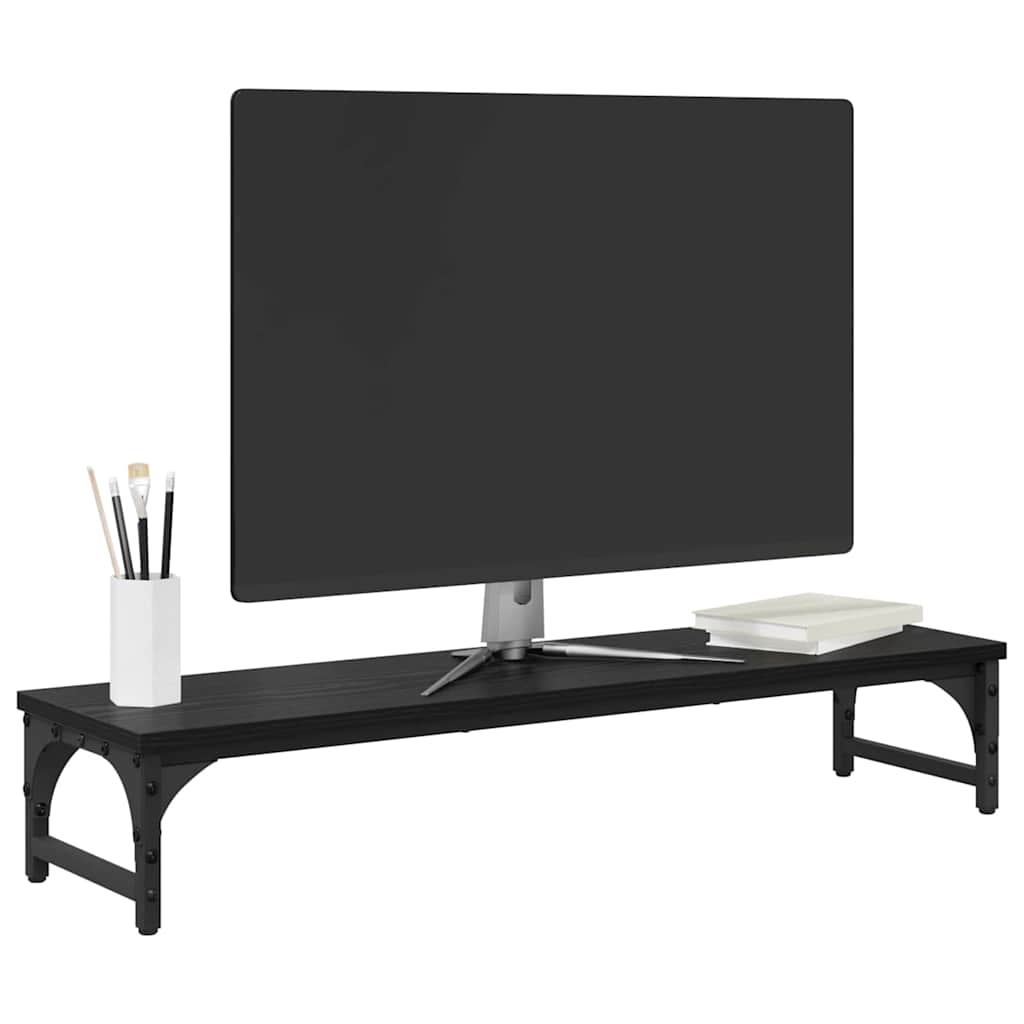 Support d'écran Noir Effet chêne 85 x 23 x 15,5 cm