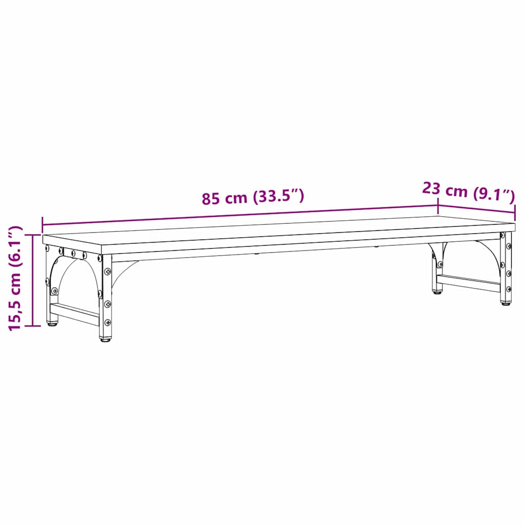Support d'écran Noir Effet chêne 85 x 23 x 15,5 cm