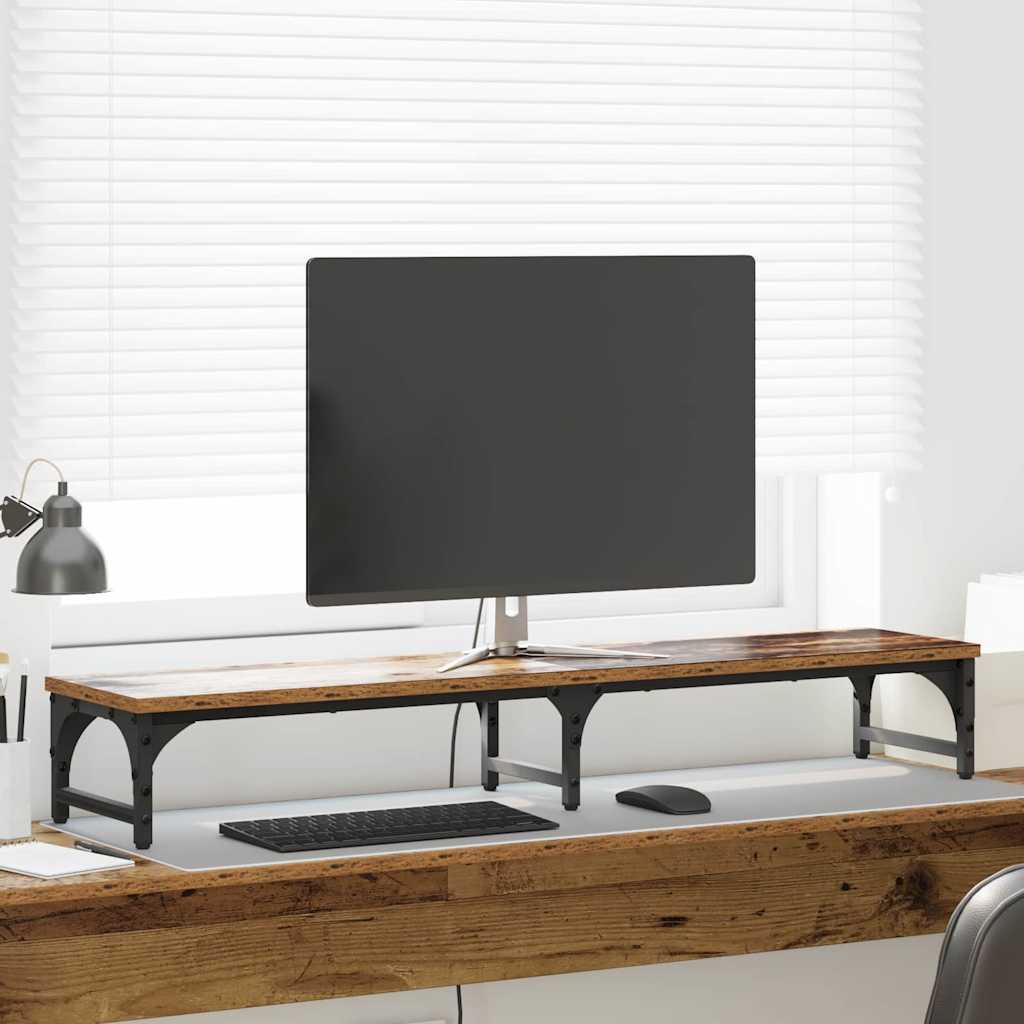 Support moniteur en bois ancien 105 x 23 x 15,5 cm en bois composite