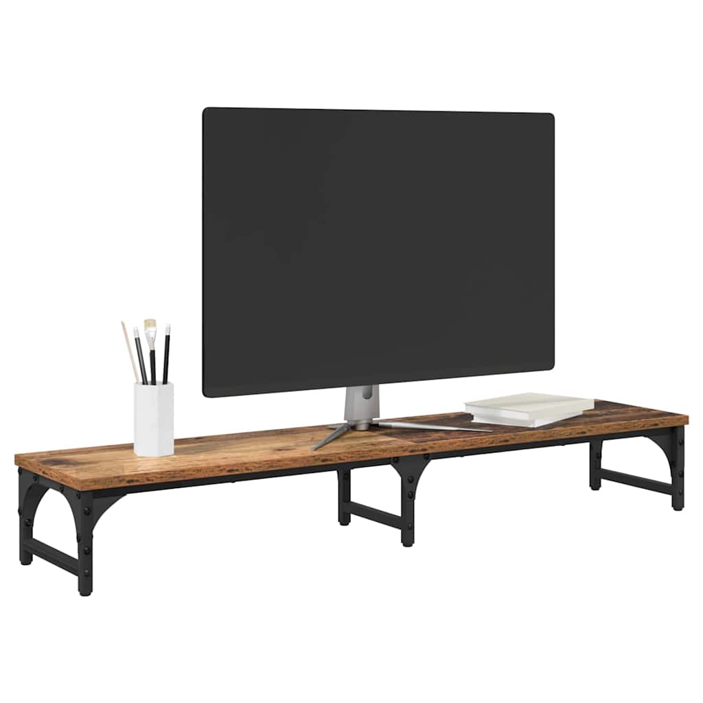 Support moniteur en bois ancien 105 x 23 x 15,5 cm en bois composite