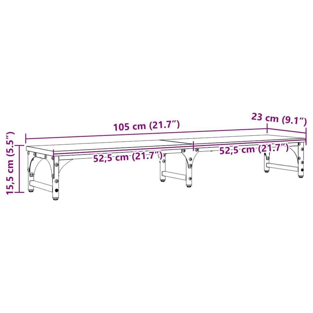 Support moniteur en bois ancien 105 x 23 x 15,5 cm en bois composite