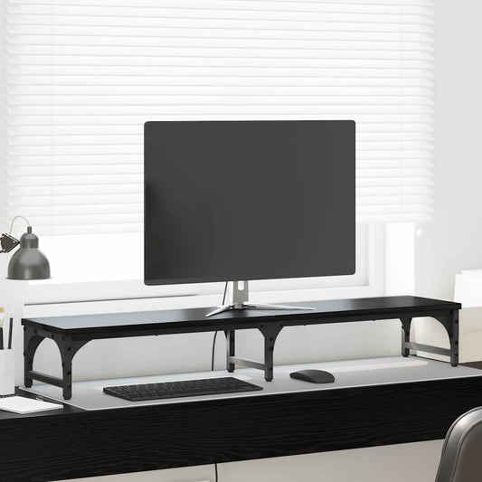 Support pour moniteur noir aspect chêne 105 x 23 x 15,5 cm
