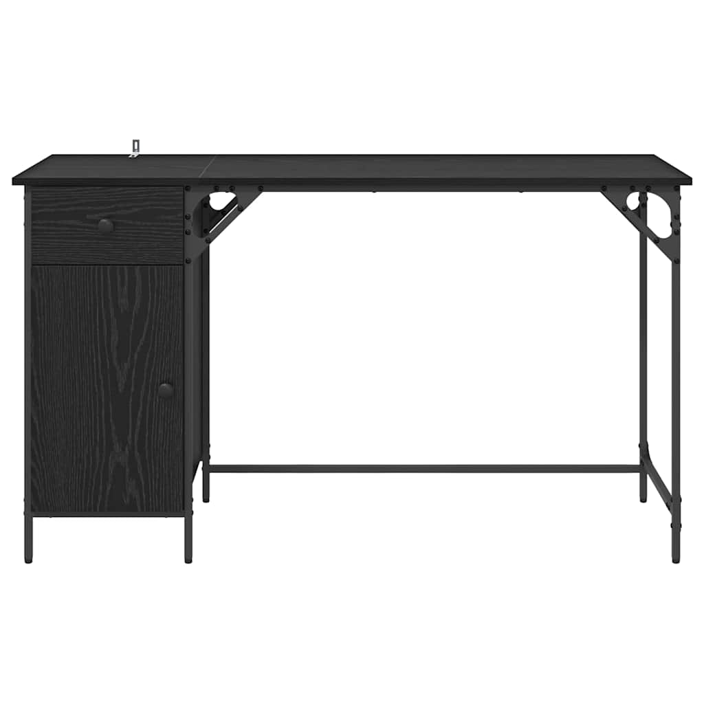 Computertisch Schwarz Eichen-Optik 131 x 48 x 75 cm