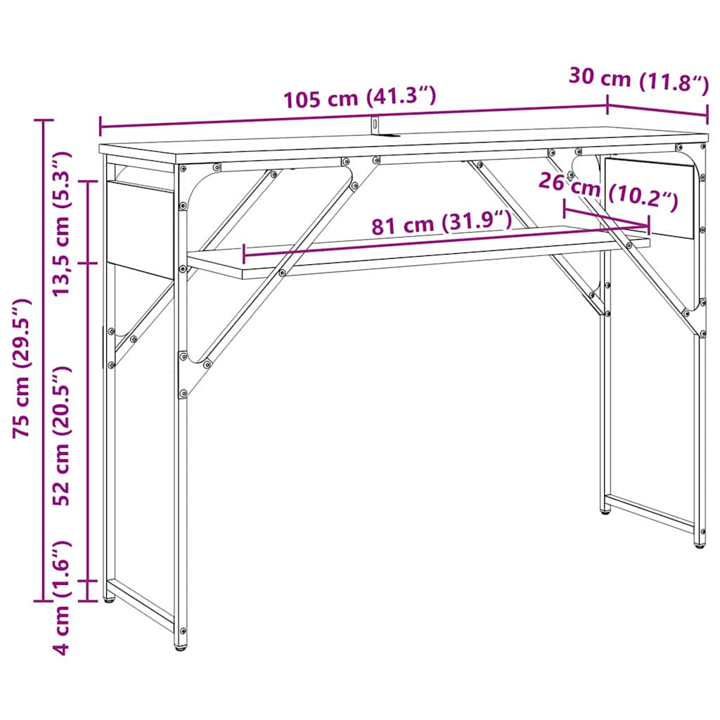 Console Table Reclaimed Wood 105x30x75cm Wood Composite