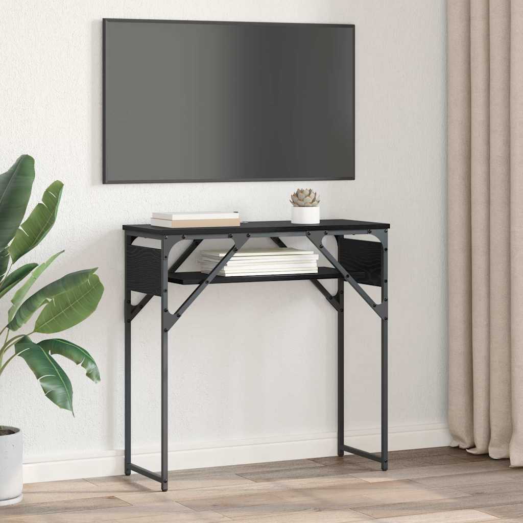 Konsolentisch Schwarz Eichen-Optik 75x30x75cm Holzwerkstoff