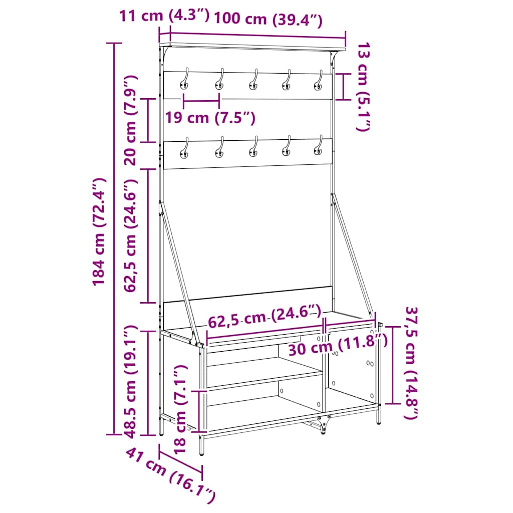 Clothes Rack Artisan Oak 100 x 41 x 184 cm Engineered Wood