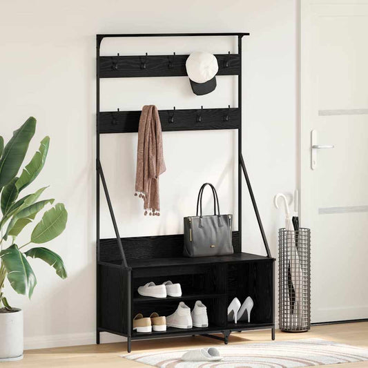 Kleiderständer mit Regal Schwarz Eichen-Optik 100 x 41 x 184 cm