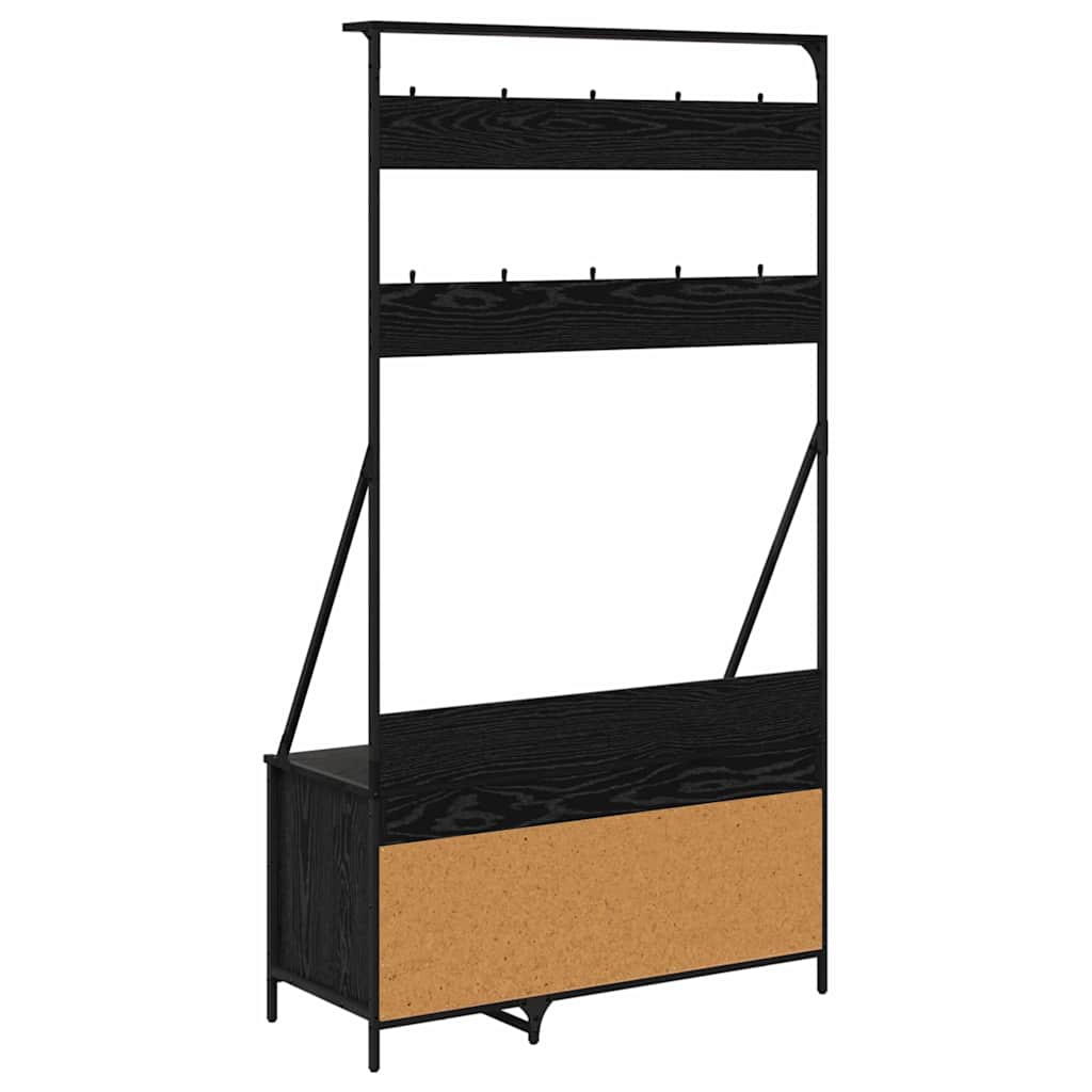 Kleiderständer mit Regal Schwarz Eichen-Optik 100 x 41 x 184 cm