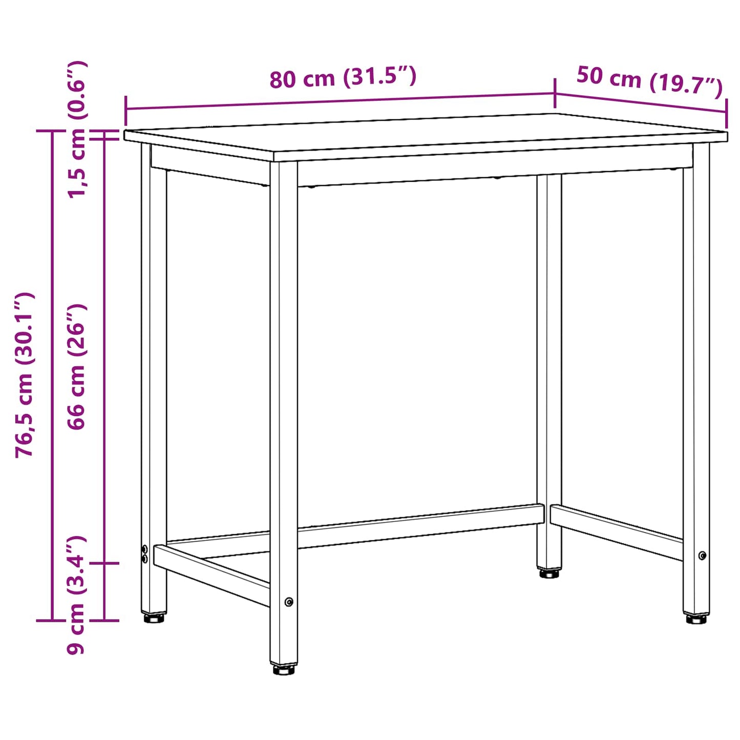Tisch Altholz 80 x 50 x 76,5 cm Ingenieure Holz und Stahl