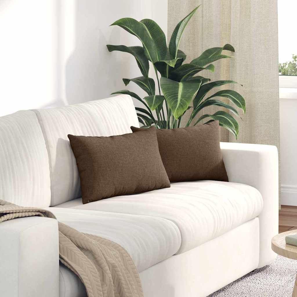 Cushion 2 pcs Brown 50 x 30 cm Fabric