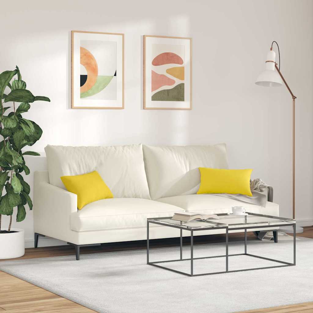 Sofa Cushions 2 pcs Light Yellow 50 x 30 cm Fabric