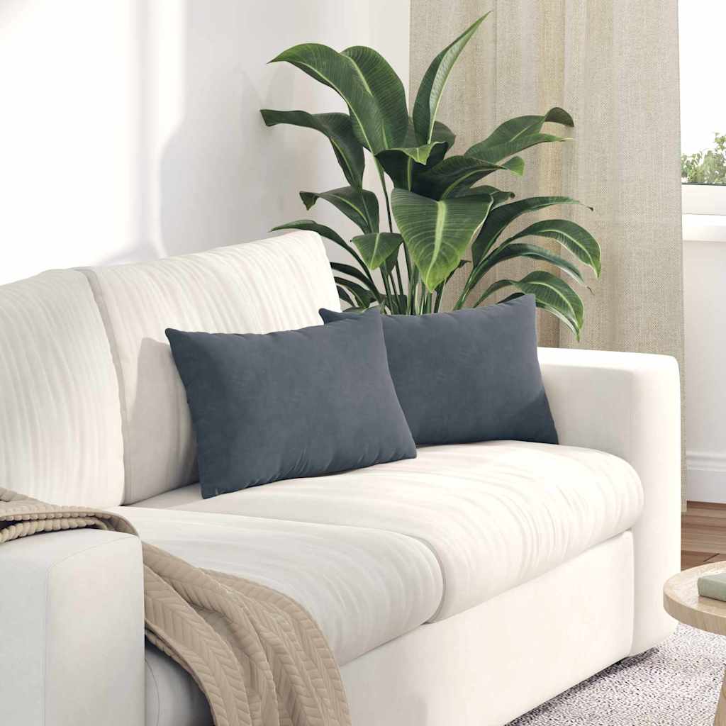 Coussins de canapé 2 pièces Gris foncé 50 x 30 cm Tissu côtelé