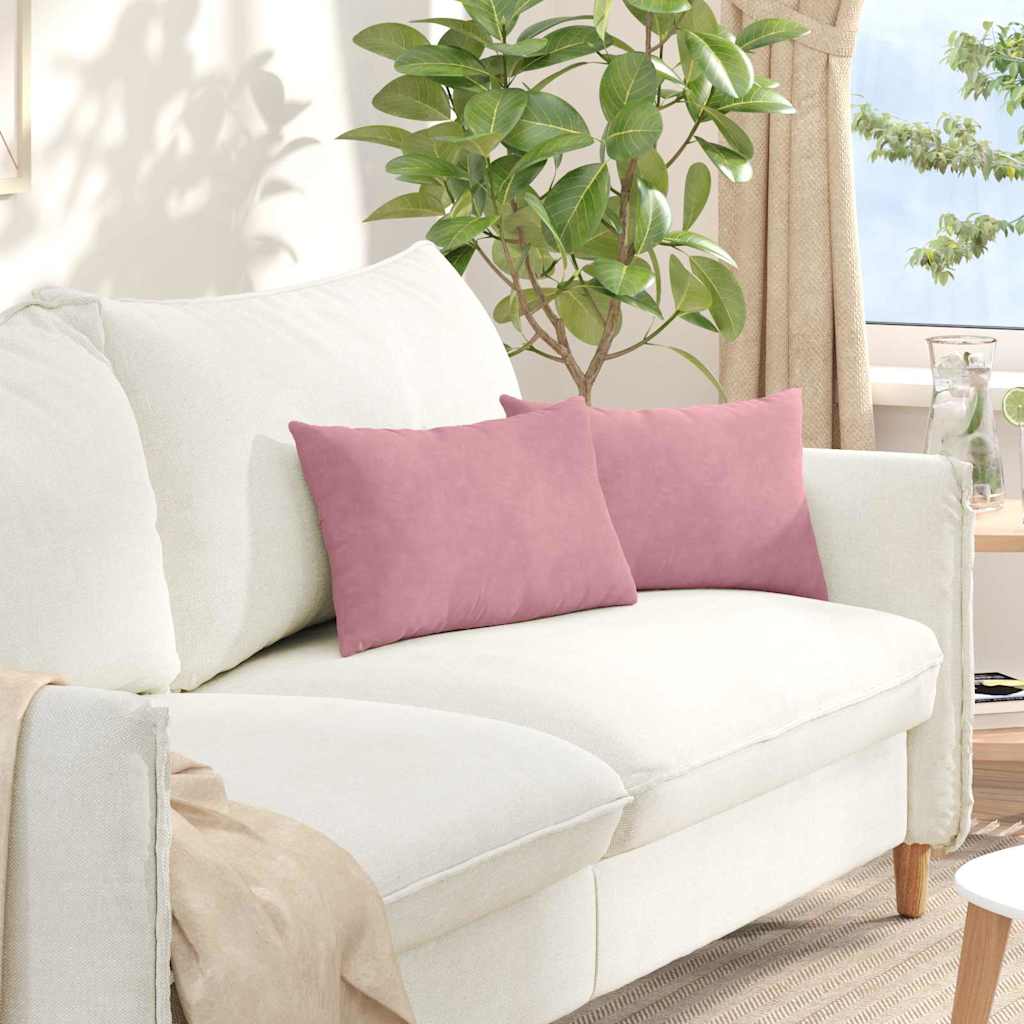 Coussins de canapé 2 pièces Rose 50 x 30 cm Tissu côtelé