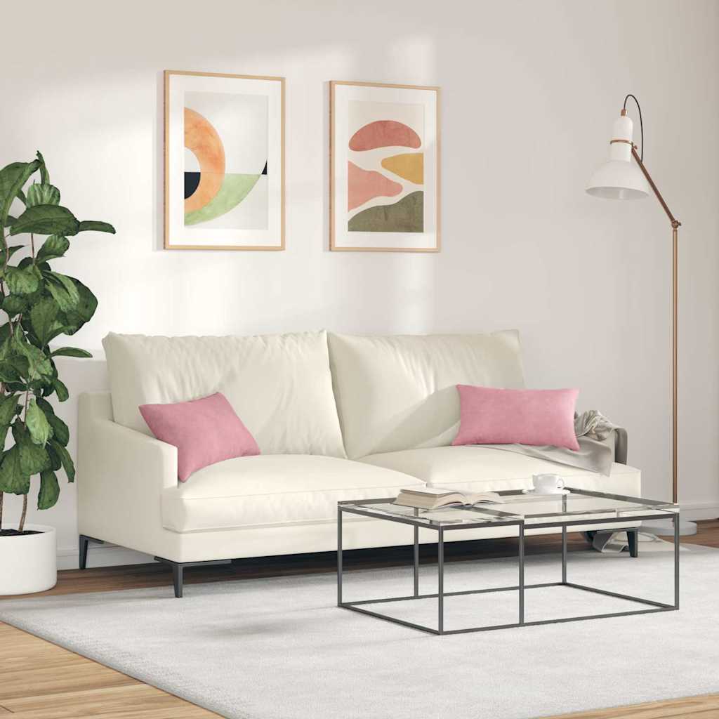 Coussins de canapé 2 pièces Rose 50 x 30 cm Tissu côtelé