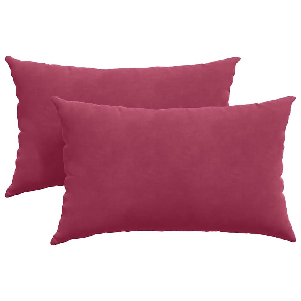 Coussins de canapé 2 pièces bordeaux 50 x 30 cm velours côtelé