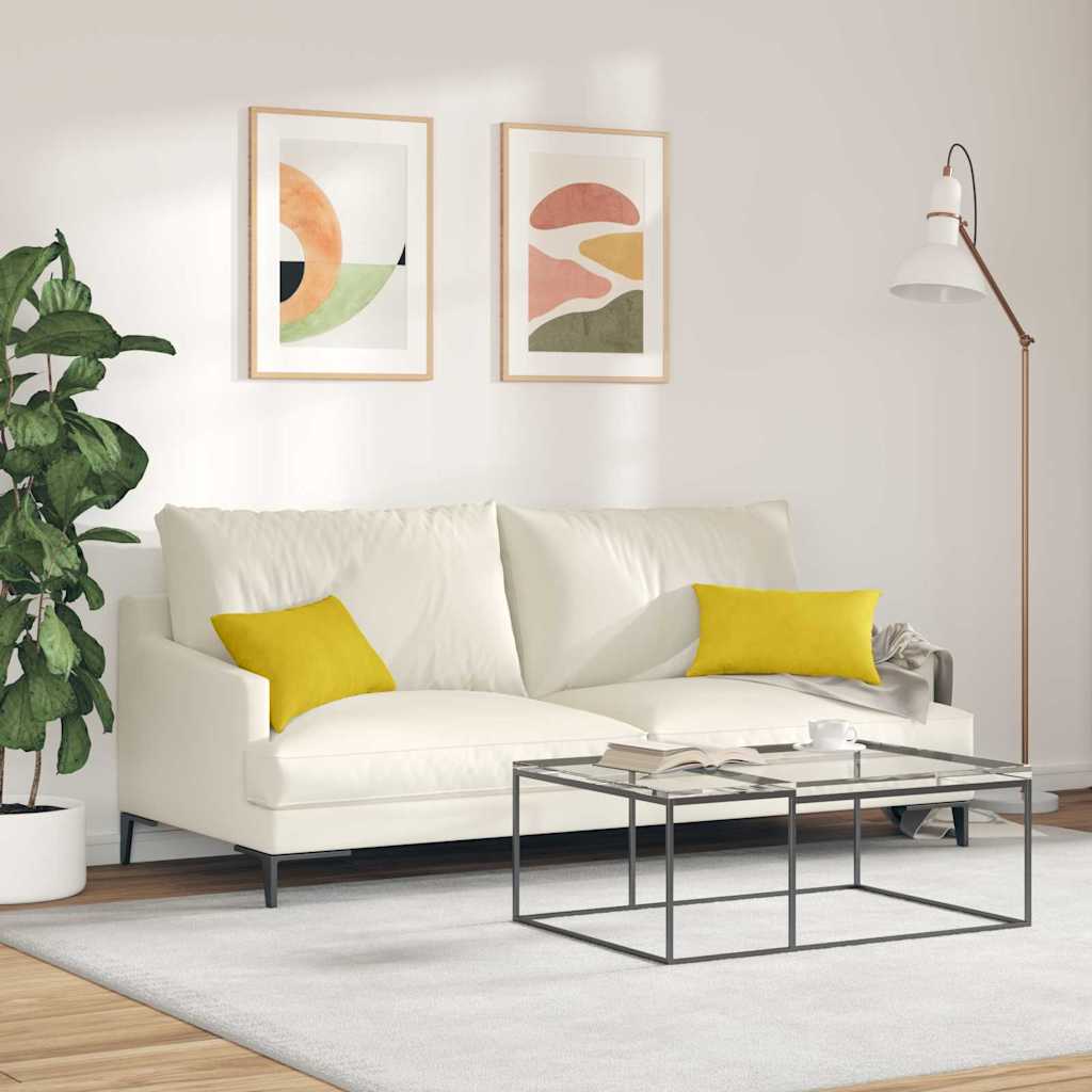 Coussins de canapé 2 pièces jaunes 50 x 30 cm en velours côtelé