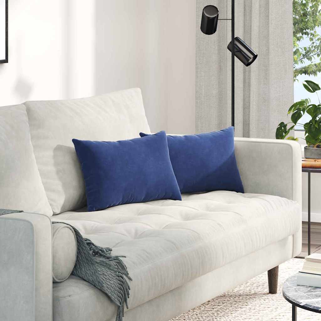 Coussins de canapé 2 pièces bleu police 50 x 30 cm velours côtelé