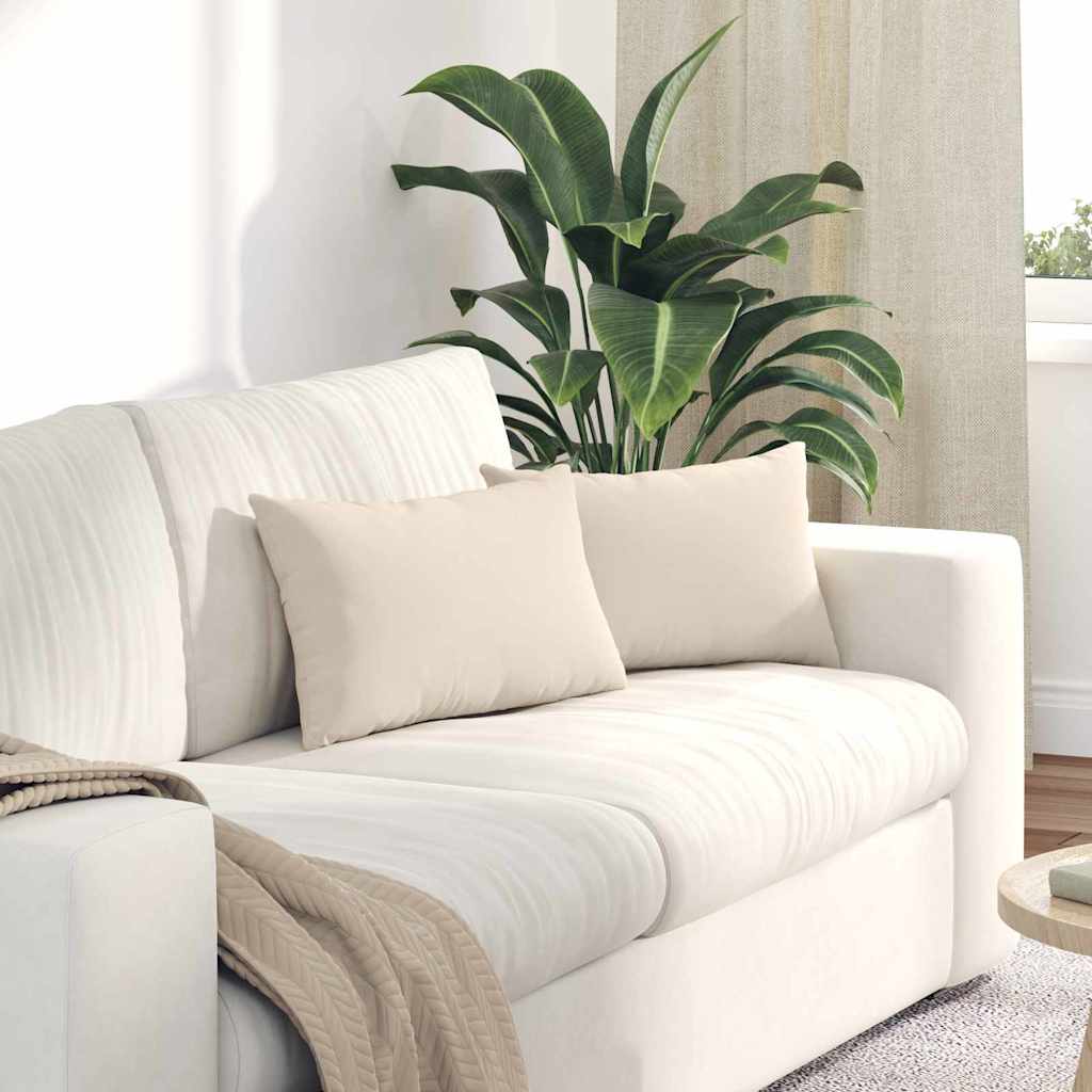 Sofa cushions 2 pieces beige 50 x 30 cm fabric