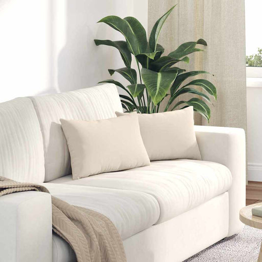 Sofakissen 2 Stück Beige 50 x 30 cm Stoff