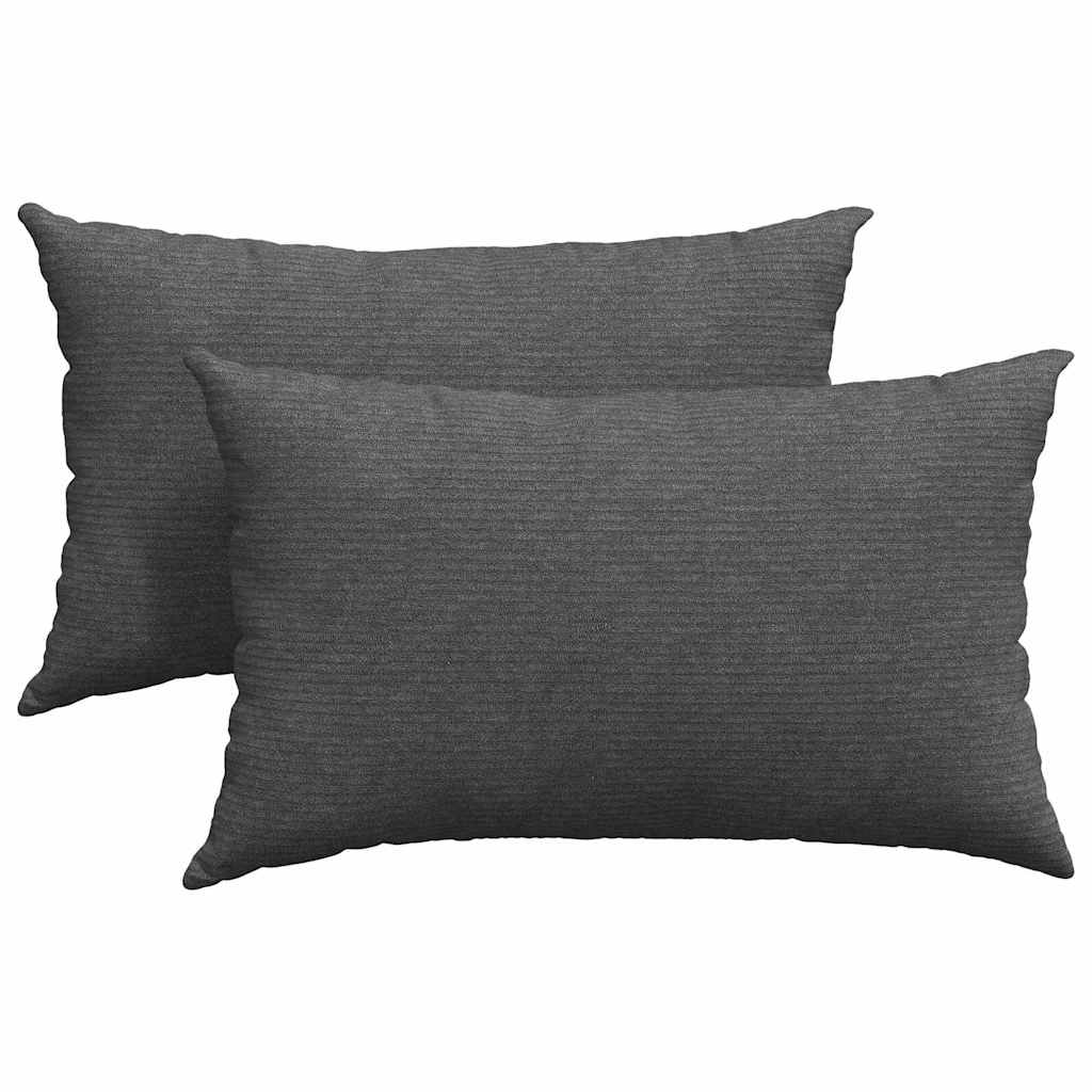 Coussins de canapé 2 pièces gris foncé 50 x 30 cm velours côtelé