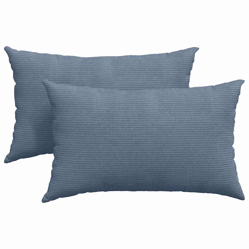 Coussins de canapé 2 pièces bleu 50 x 30 cm velours côtelé