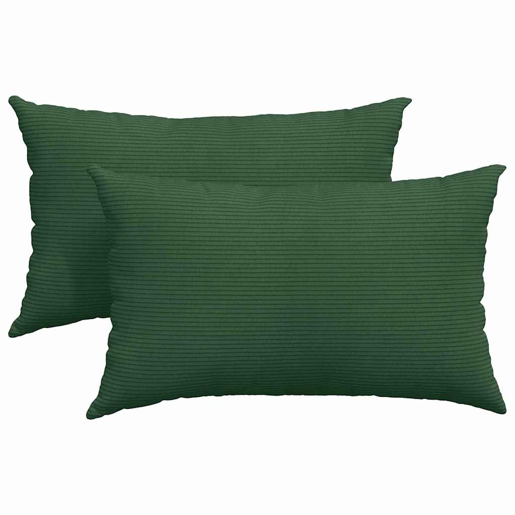 Coussins de canapé 2 pièces Vert foncé 50 x 30 cm Tissu côtelé
