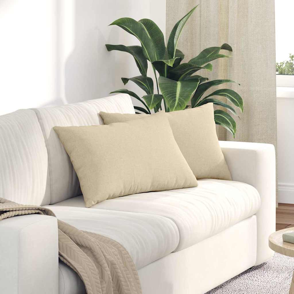 Sofa cushions 2 pcs Cream 60 x 40 cm Fabric