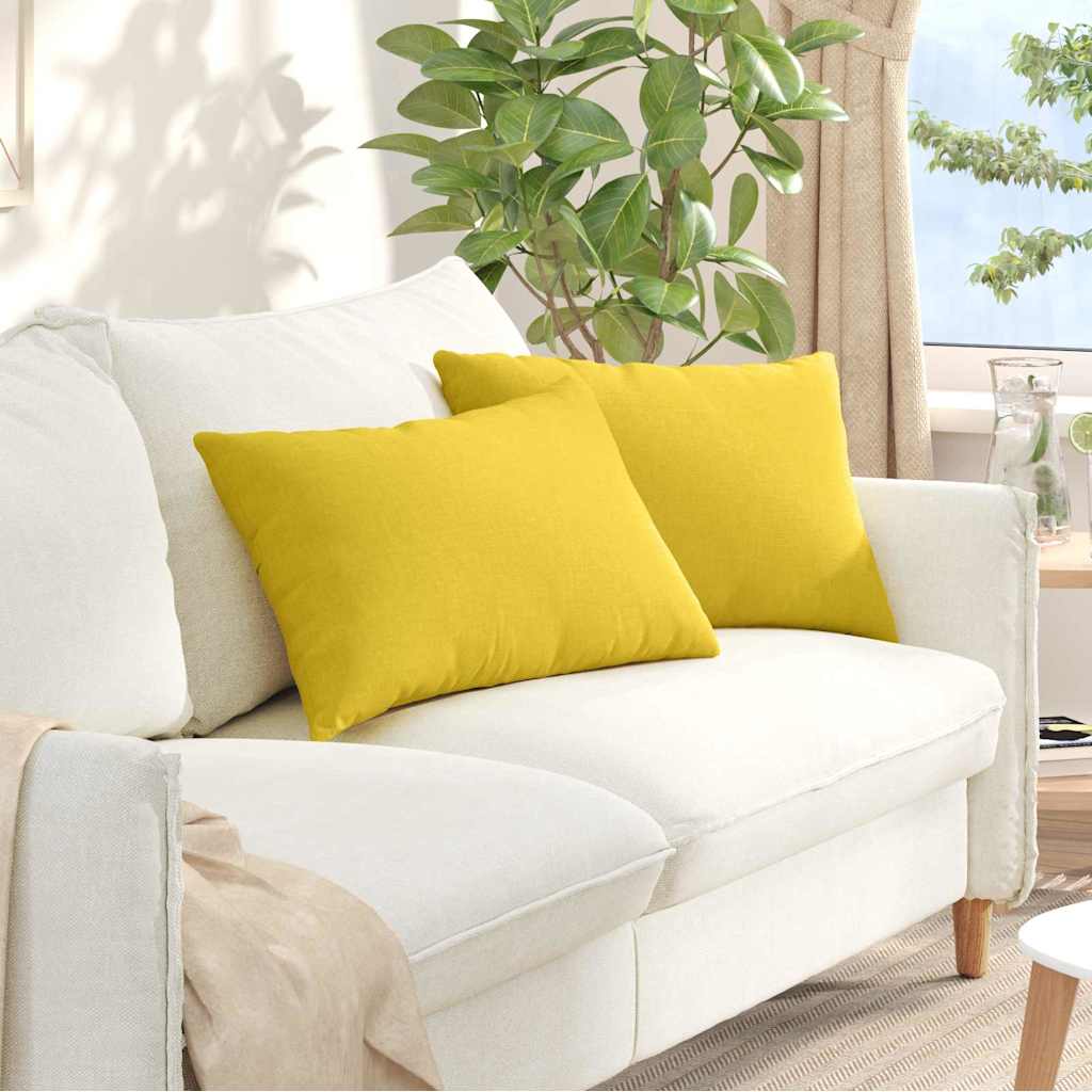 Sofa cushions 2 pcs Light Yellow 60 x 40 cm Fabric