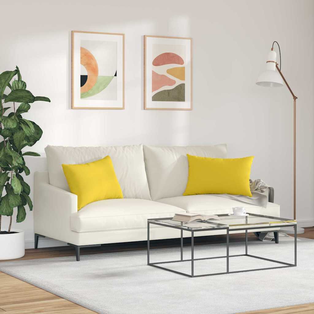 Sofa cushions 2 pcs Light Yellow 60 x 40 cm Fabric
