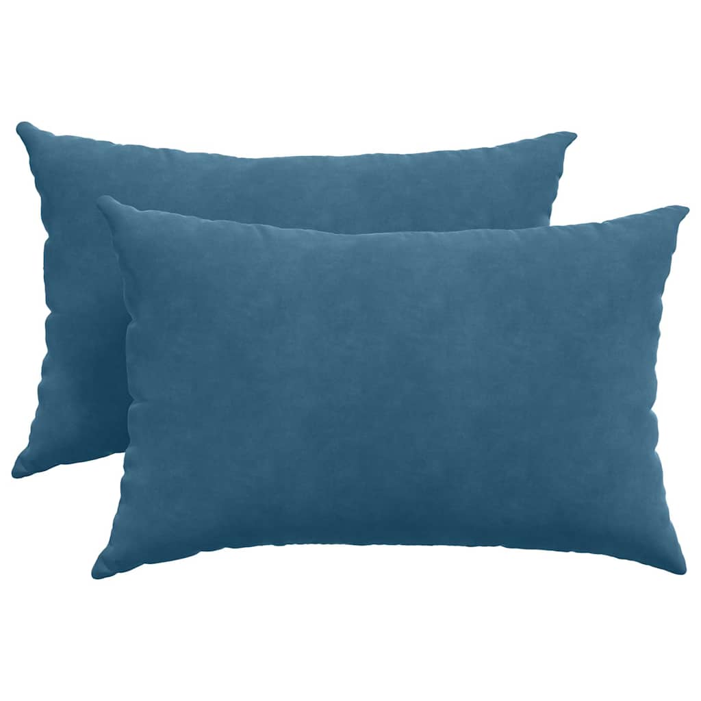 Coussins de canapé 2 pièces bleus 60 x 40 cm en velours côtelé