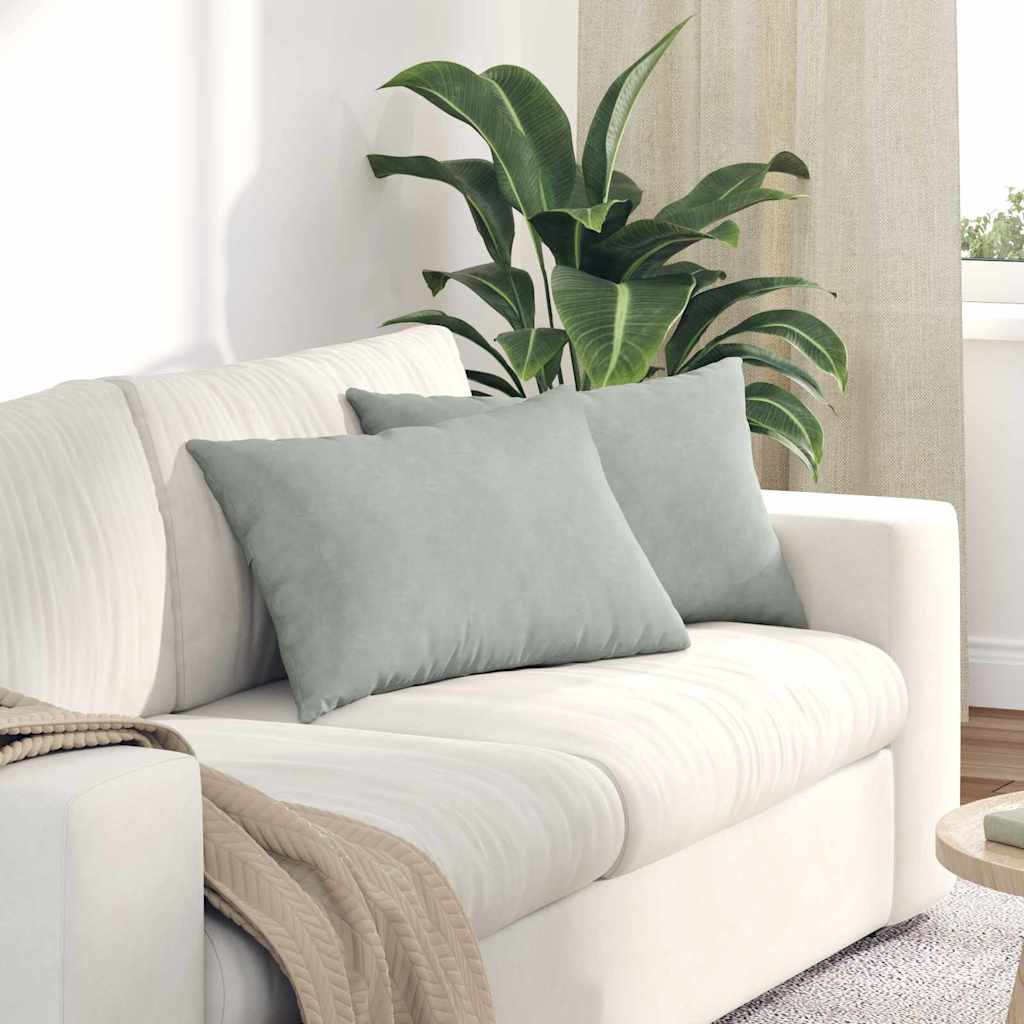 Sofa Cushions 2 Pieces Light Grey 60 x 40 cm Corduroy Fabric