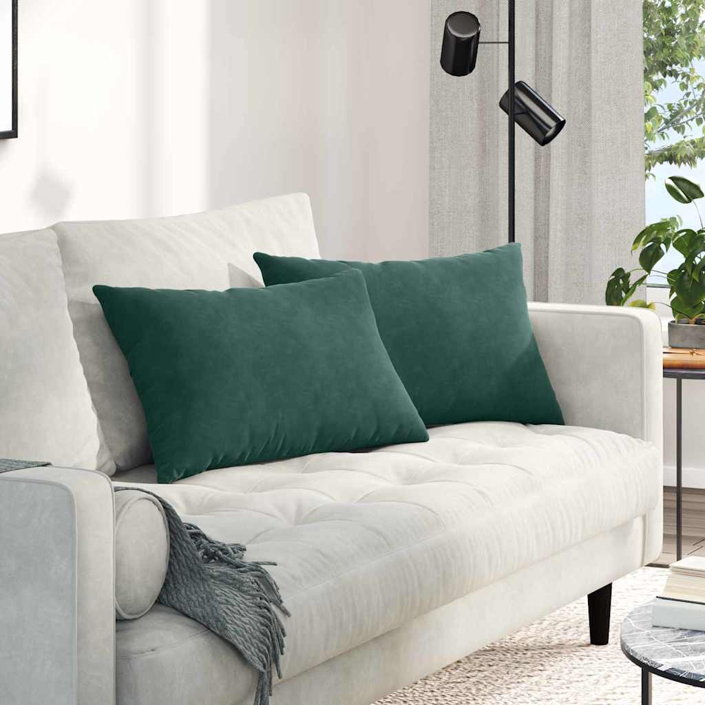 Coussins de canapé 2 pièces Vert foncé 60 x 40 cm Velours côtelé
