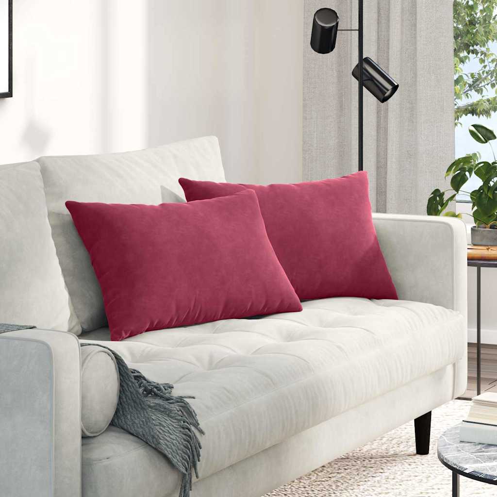 Sofa cushions 2 pieces burgundy 60 x 40 cm corduroy