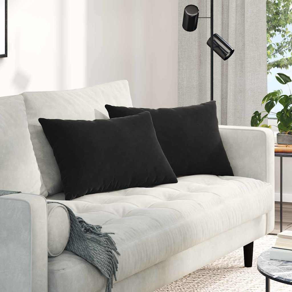 Coussins de canapé 2 pièces noirs 60 x 40 cm en velours côtelé