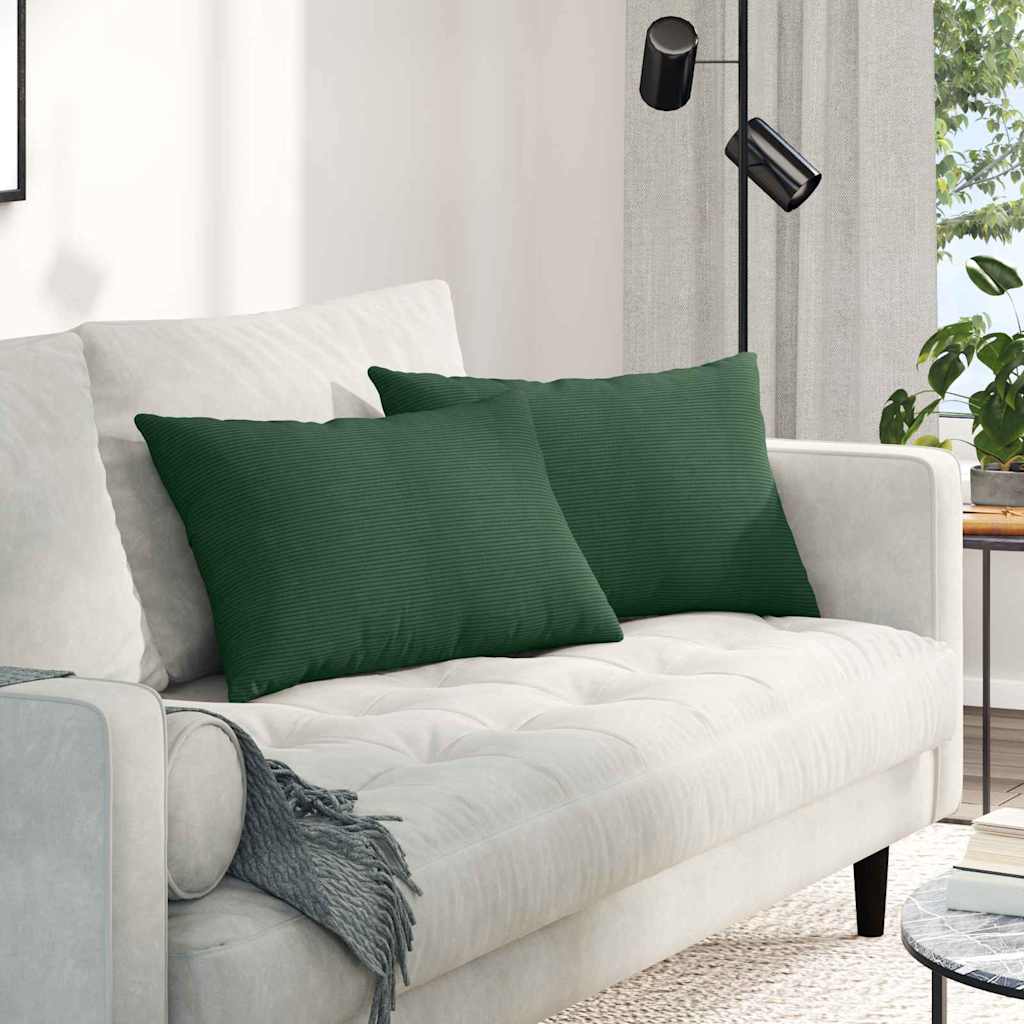 Coussins de canapé 2 pièces Vert foncé 60 x 40 cm Velours côtelé