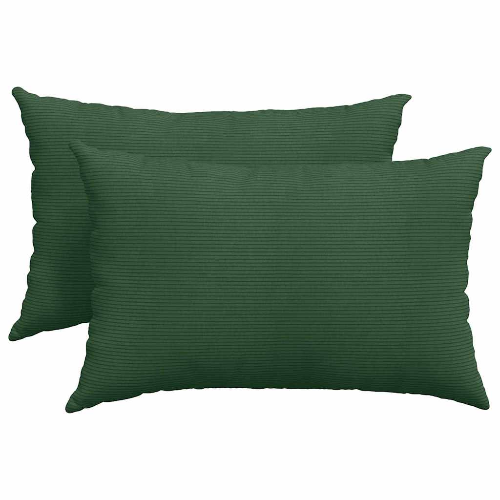 Coussins de canapé 2 pièces Vert foncé 60 x 40 cm Velours côtelé