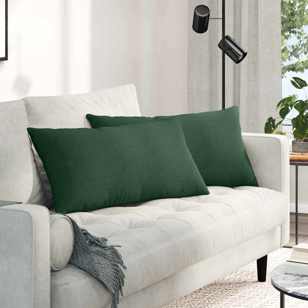Coussins de canapé 2 pièces Vert foncé 80 x 40 cm Velours côtelé