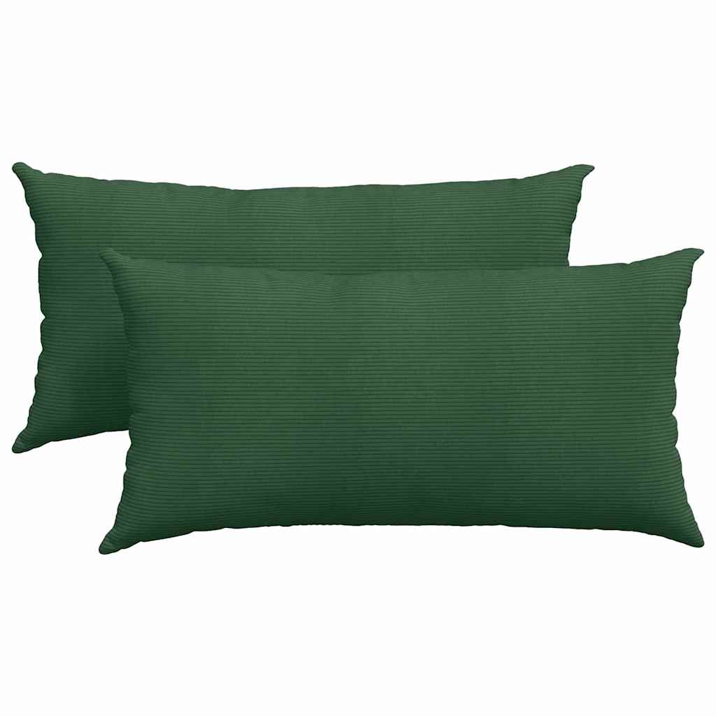 Coussins de canapé 2 pièces Vert foncé 80 x 40 cm Velours côtelé