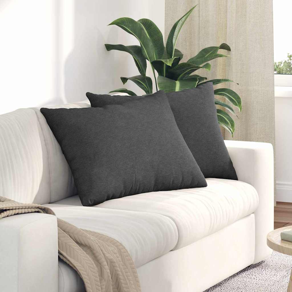Coussins de canapé 2 pièces gris foncé 70 x 50 cm en velours côtelé