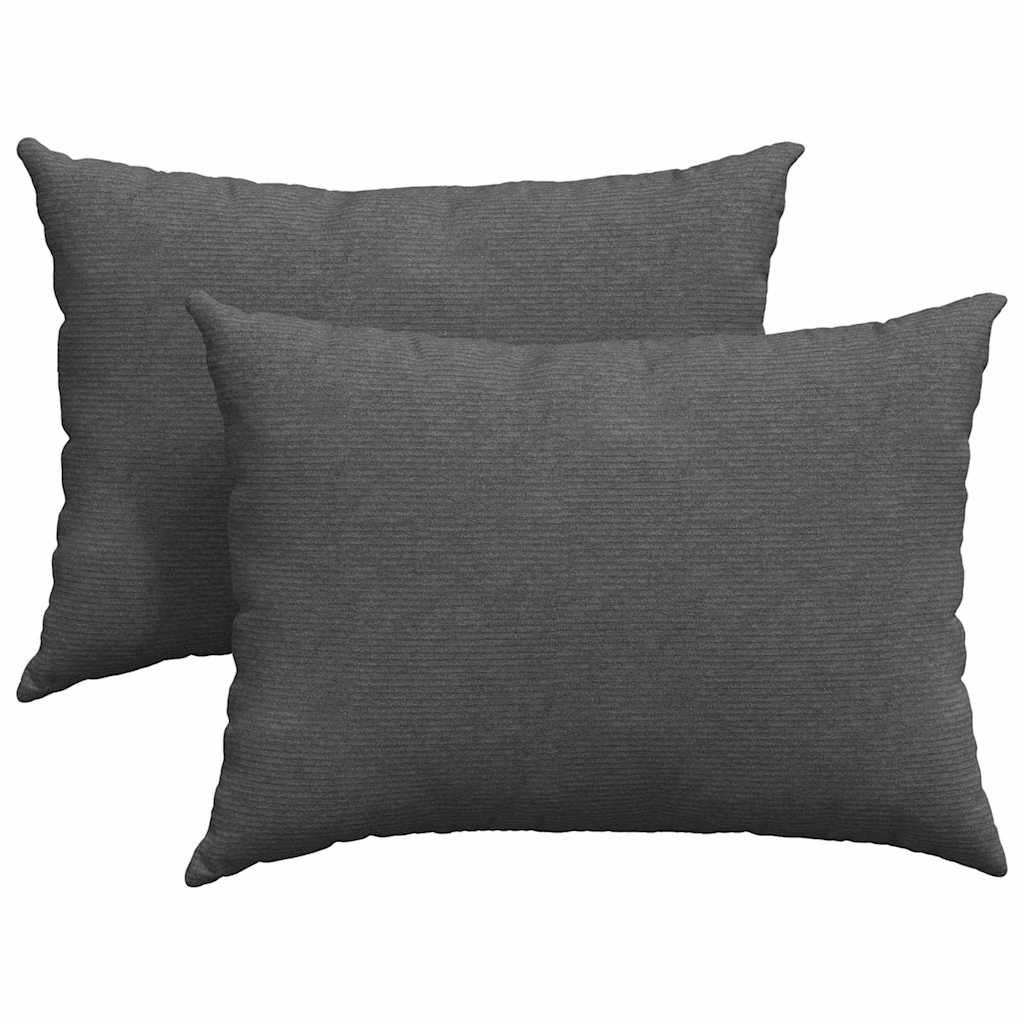 Coussins de canapé 2 pièces gris foncé 70 x 50 cm en velours côtelé