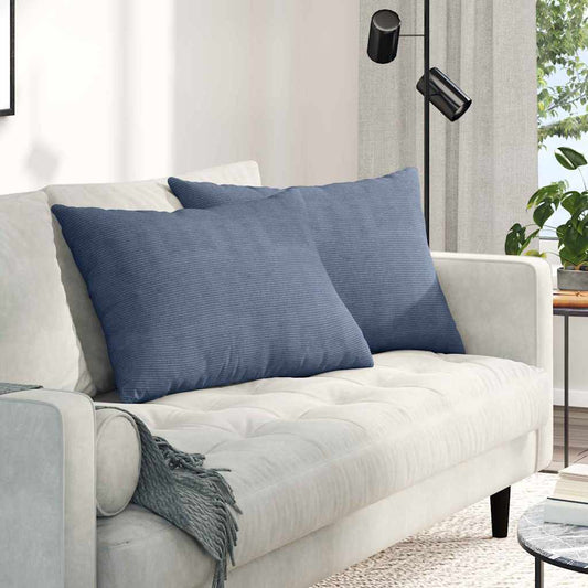 Sofakissen 2 Stück Blau 70 x 50 cm Cordstoff