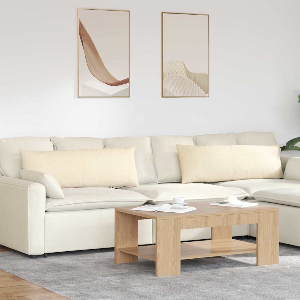 Coussins de canapé 2 pièces crème 120 x 40 cm tissu côtelé